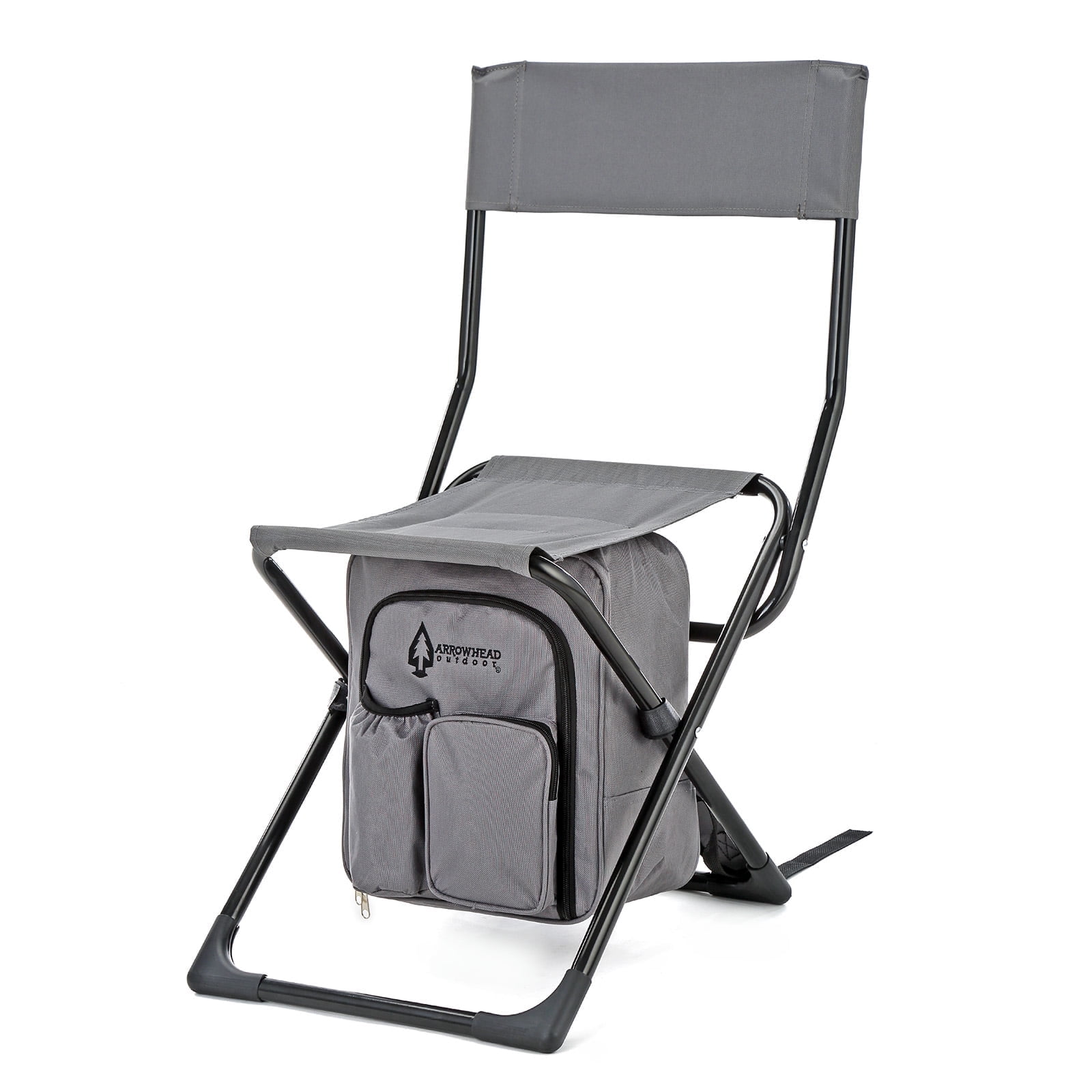 ARROWHEAD OUTDOOR Multi-Function 3-in-1 Compact Fishing Chair: Backpack, Stool & Insulated Cooler, Granite Grey