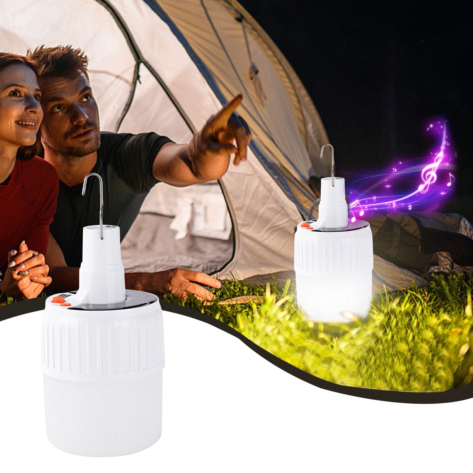 Qonioi Solar Bluetooth Lantern, Portable Hanging Tent Light with Clip Hook for Camping, Solar Powered Bluetooth Speaker Lamp, Rechargeable Outdoor Light for Hiking, Garage, Emergency Phone Charger
