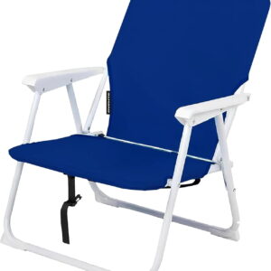 OVENTE Portable Camping Chair - Folding Backpack Chair with Ergonomic Seating, Padded Armrests, and Supportive Backrest - Ideal for Hikes, Beach and Camping Trips, Blue CHR011BL