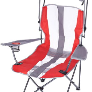 SwimWays Foldable Camping Chair with Canopy, Red/White/Gray
