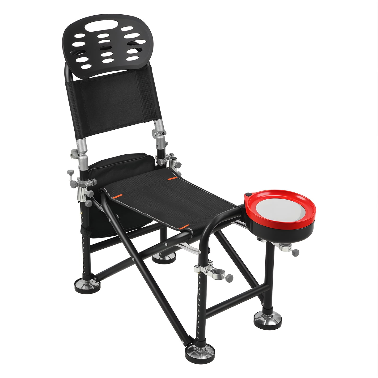 13-Gear Height Adjustable 21cm Folding Fishing Chair with Backrest & Rod Holder, Portable Deck Chair for Bank Fishing, Beach, Camping, Gift for Fisherman (180 Characters)