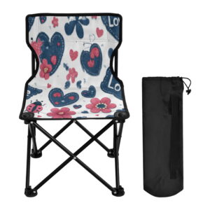 BZSMCE Camping Chairs Modern Folding chair In Denim Love Garden Pattern