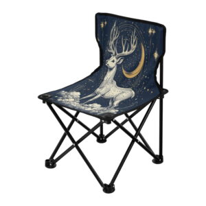 Outdoor Folding Chair 14.46x14.46x22.83 Inches, Camping Folding Chair Easy to Carry Ideal for Outdoor Picnics Camping Park Fishing Deer under The Moon