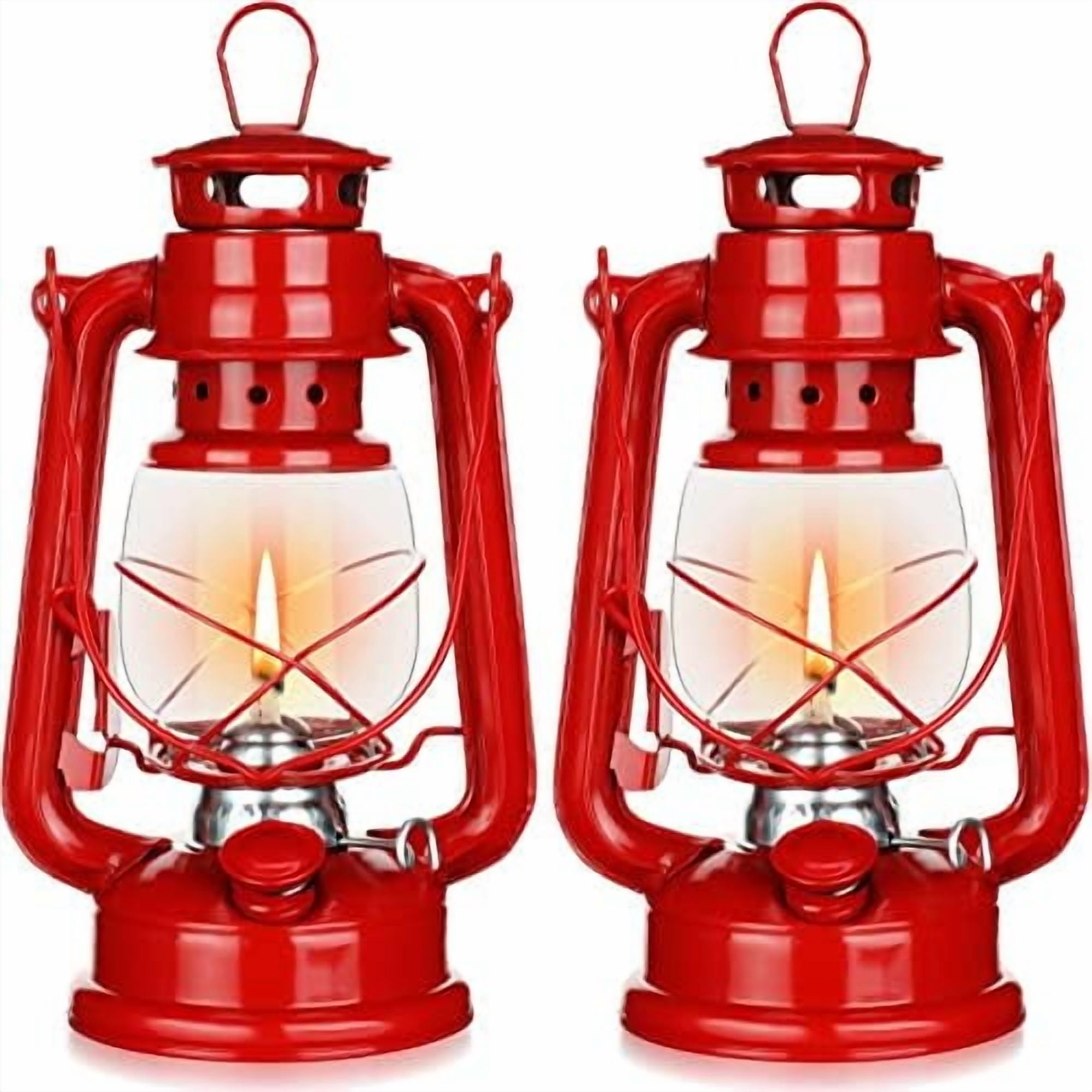 2 Pcs Hurricane Lantern 10 Inch Original Oil Burning Lantern Vintage Hanging Oil Lamp Outdoor Indoor Decorative Kerosene Fuel Lanterns for Camping Home Patio(Red)$$Home Decor, Kitchen, & Other