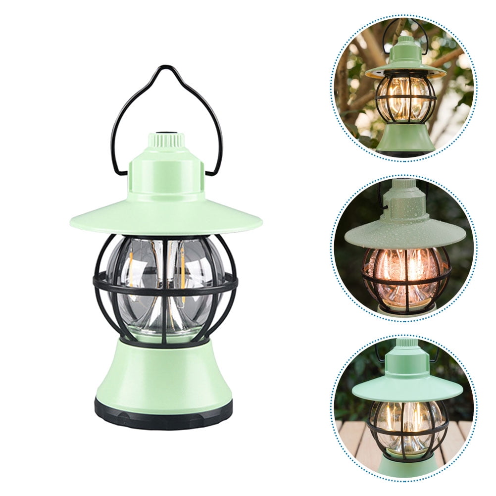 Pretyzoom Portable Retro Camping Lamp Vintage Camping Lamp Light Green Abs 1Set