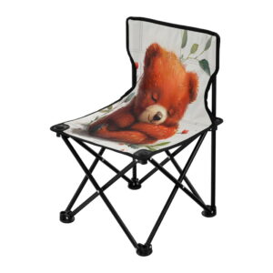 Outdoor Folding Chair 14.46x14.46x22.83 Inches, Camping Folding Chair Easy to Carry Ideal for Outdoor Picnics Camping Park Fishing Sleeping Red Bear