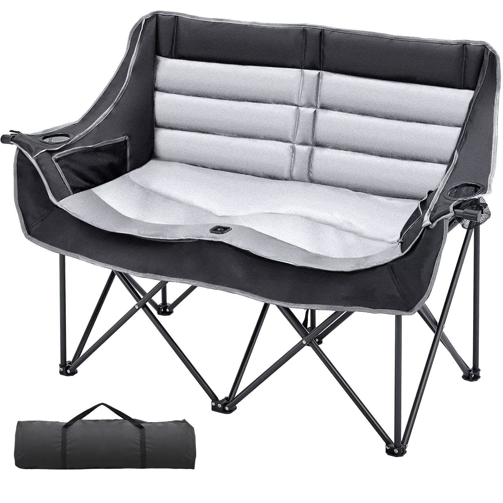 NAIZEA Double Camping Chair - Oversized Loveseat,Camping Chairs for Adults Heavy Duty,Camping Couch,Folding Chair Patio-Supports up to 600 LBS