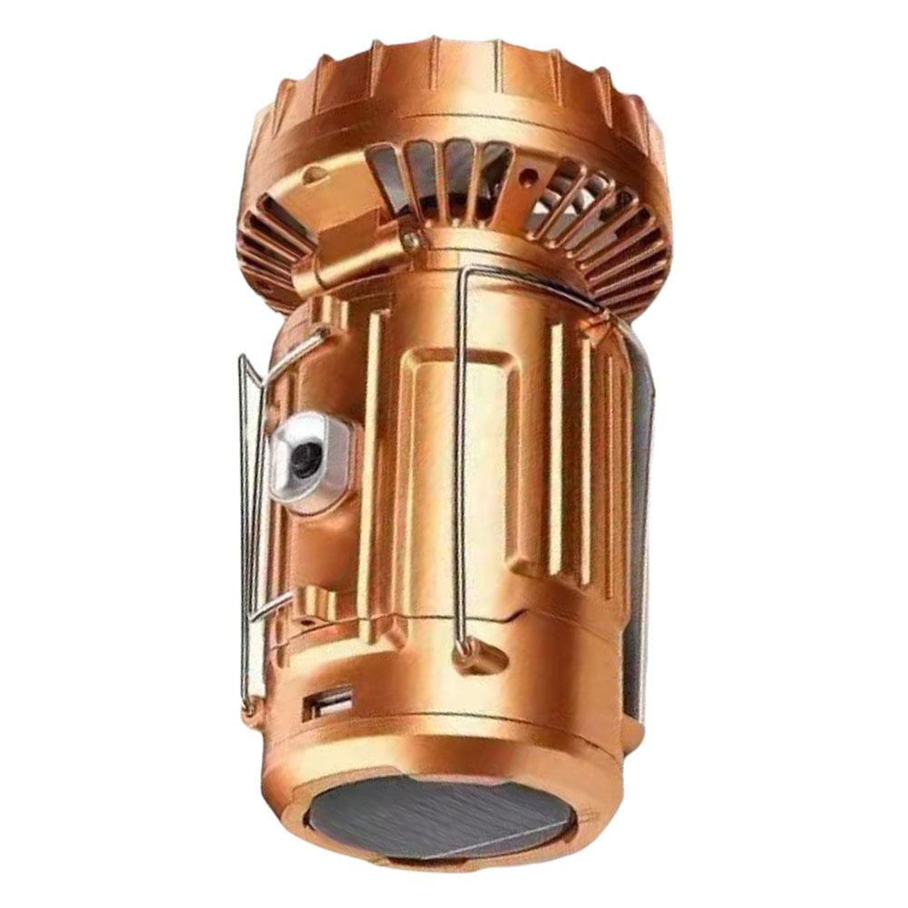 2-in-1 ABS Solar Light and Portable Fan, Waterproof with Hook, USB/Solar Rechargeable for Outdoor Camping and Fishing