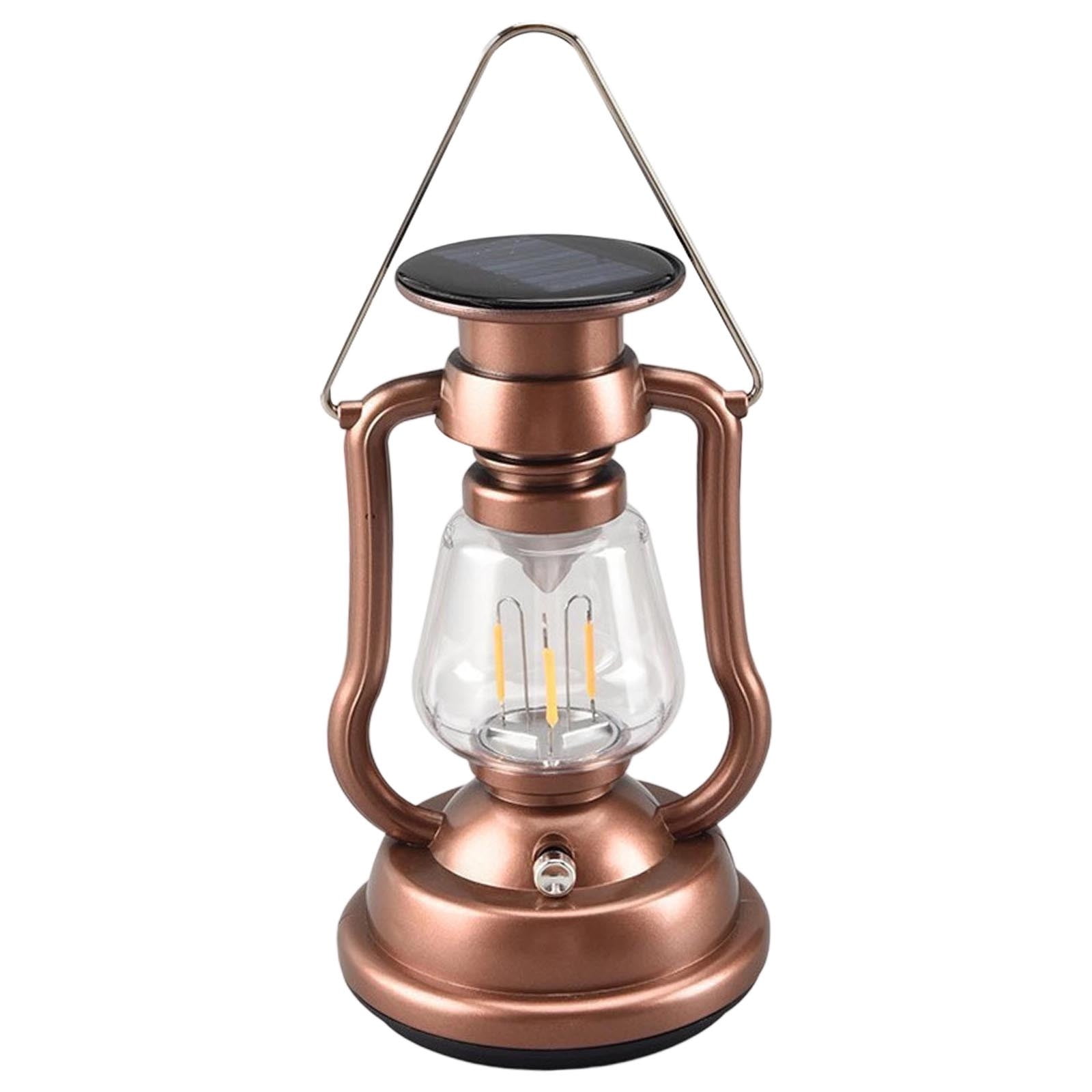 YiJuHui 1pcs Solar Powered Camping Lantern Vintage Style Outdoor Light with Hand Crank USB-C Charging Portable Tent Light for Emergency Hiking