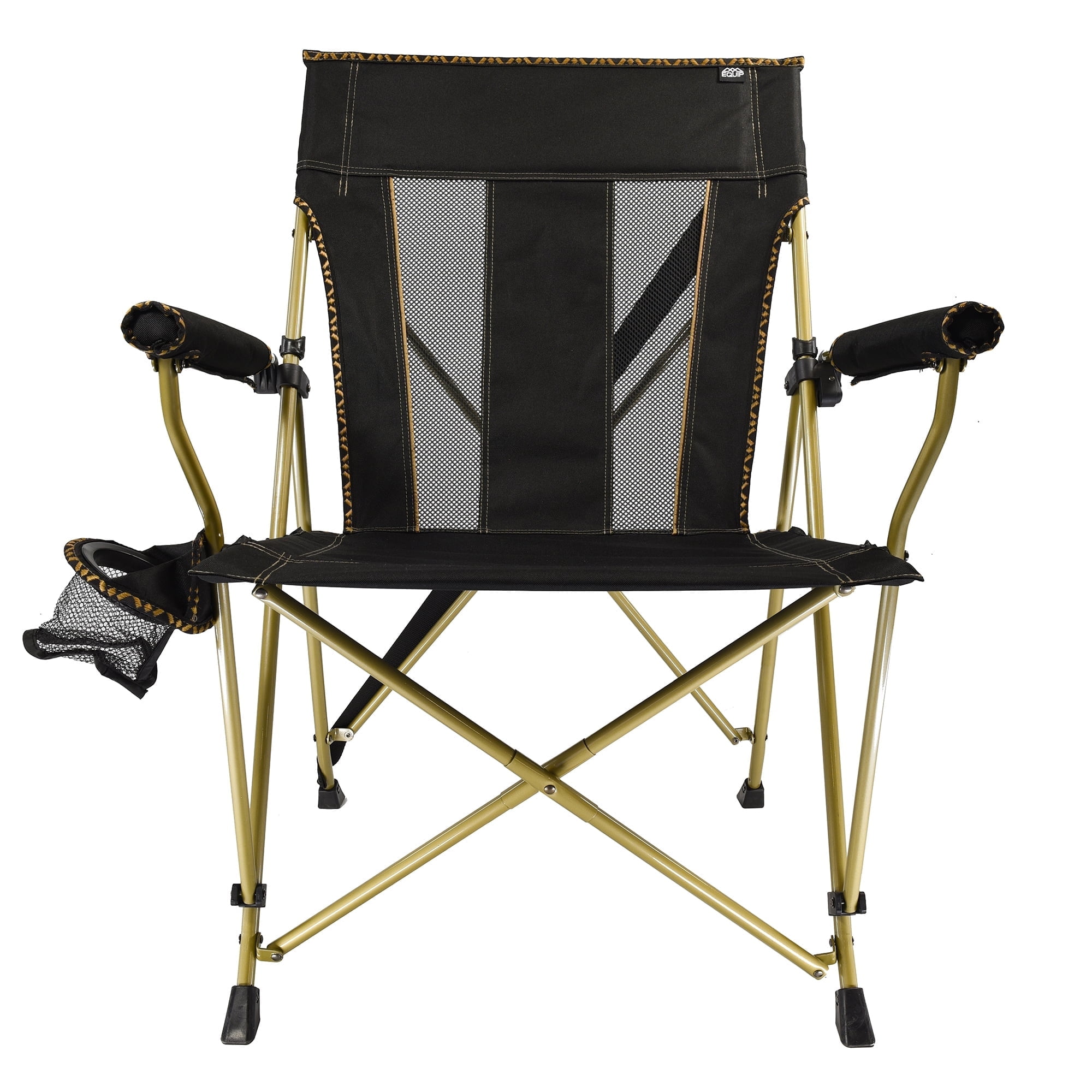 Equip Comfort Click XL Portable Outdoor Hard Arm Chair with Mesh Back and Cup Holder, 300 lb Capacity