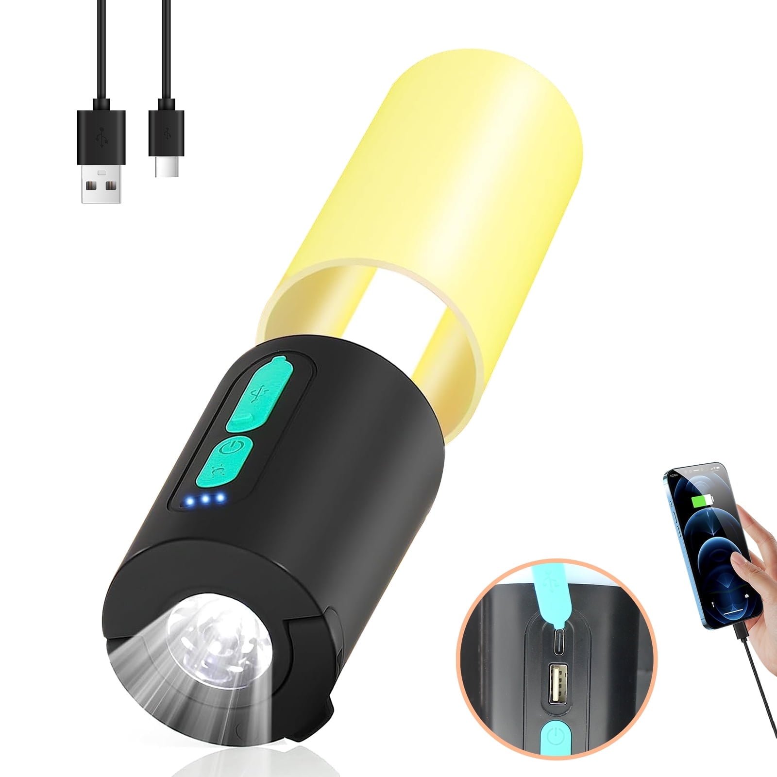 Camping String Lights Waterproof Camping Lantern, Rechargeable Portable Flashlight, Mobile Power Bank, Camping Equipment