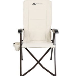 Ozark Trail Glamp High Back Reclining Lounge Chair with Adjustable Armrests, Creme