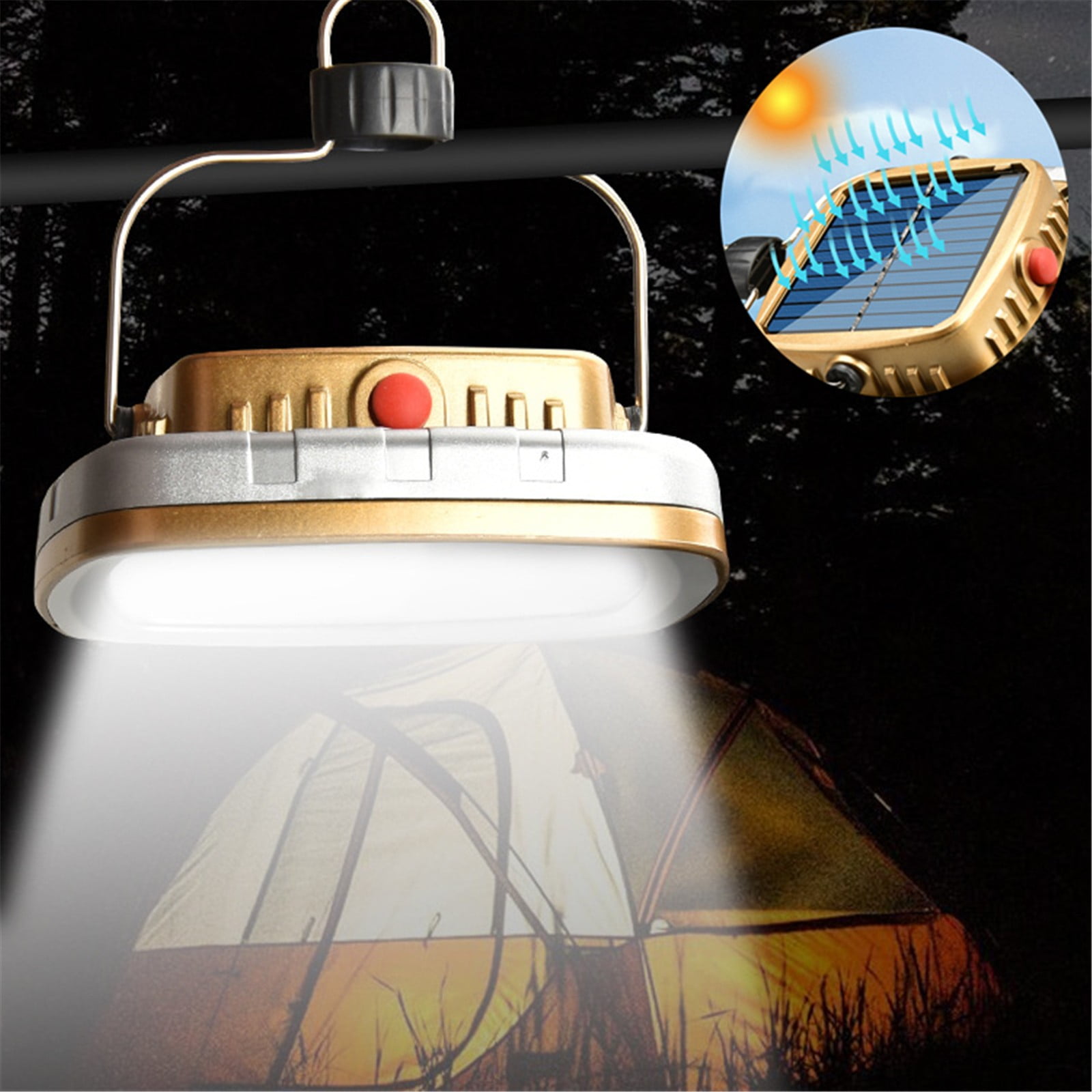 SDJMa USB Solar Camping Light with Foldable Hook, Waterproof Hanging Tent Light Outdoor Lamp for Camping, Hiking, Outage, Cellphone Emergency Charging