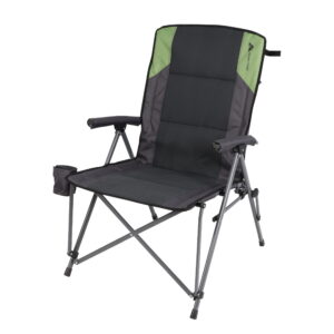 Ozark Trail High Back Hard Arm Outdoor Adult Camp Chair with Cup Holder, Polyester, Green
