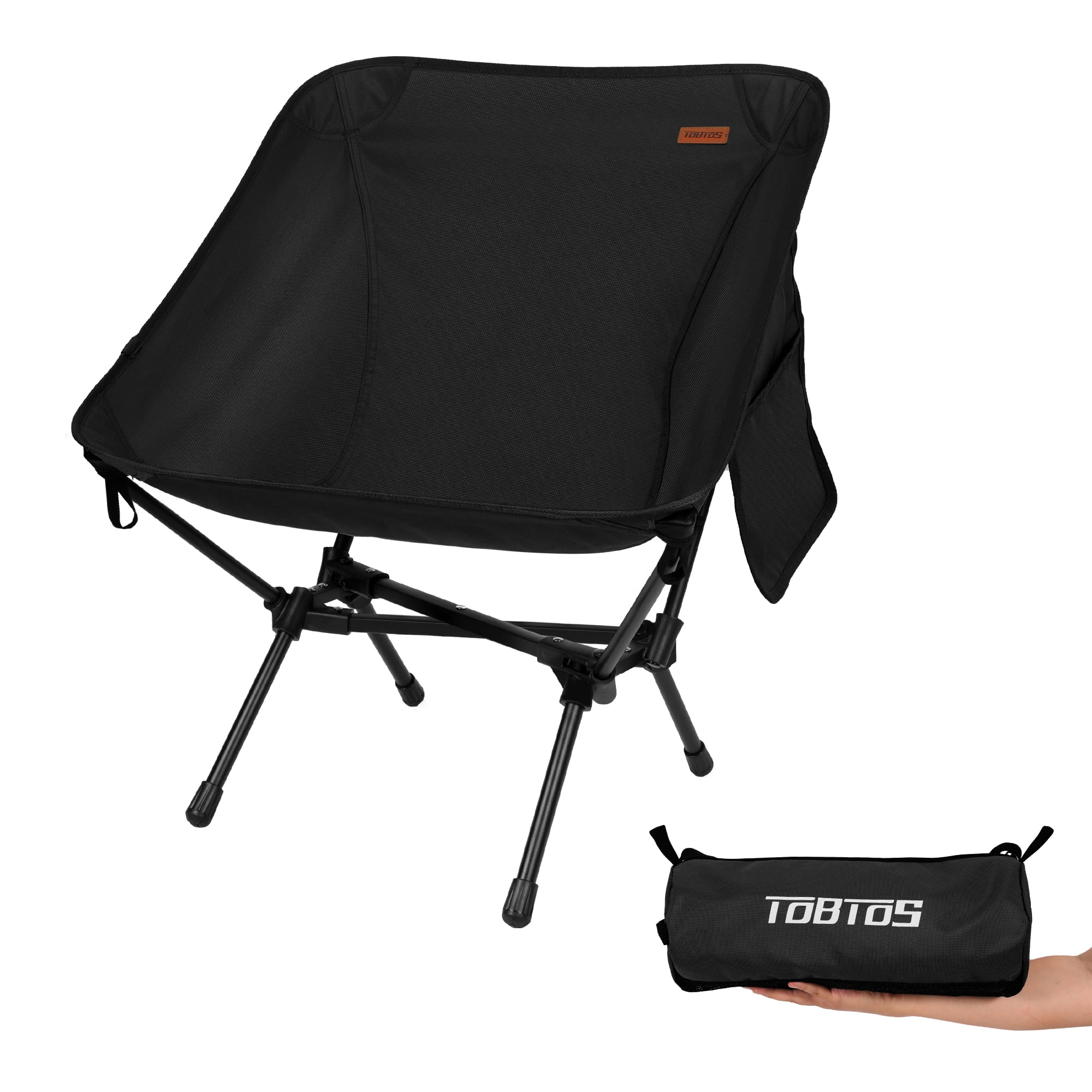 TOBTOS Ultralight Camping chair, 2.8lb Folding Chair with Carry Bag, Portable for Outdoor, Hiking & Beach (Black)