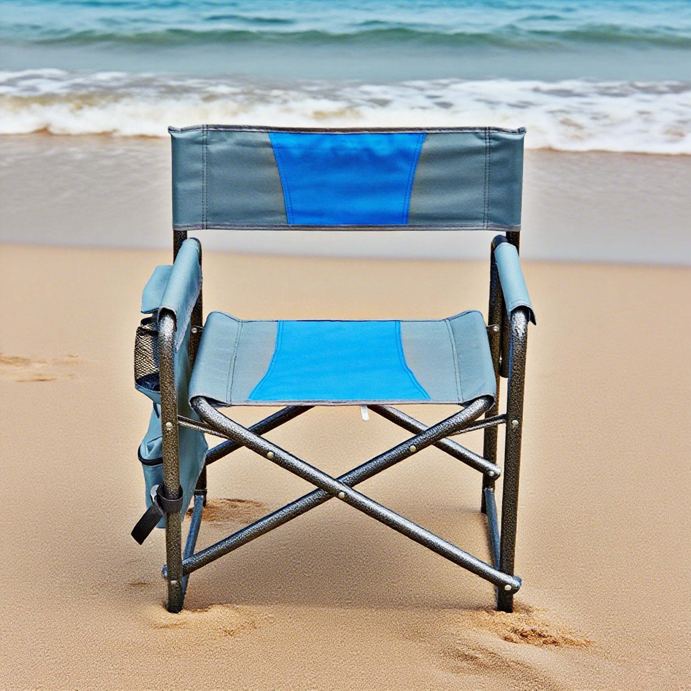 Camping Folding Chair with Storage Pockets, Oversized Portable Lightweight Directors Chairs for Outdoor,Beach,Picnics
