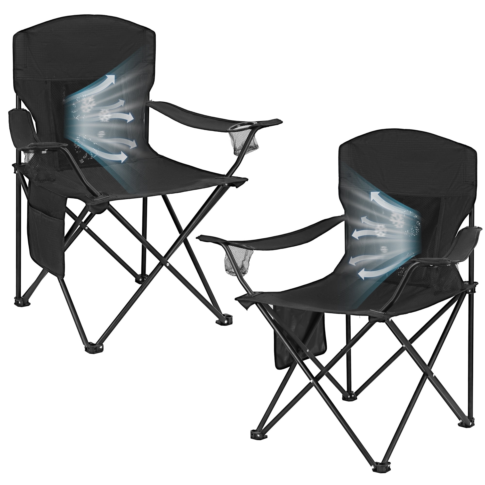 WEIDIORME Collapsible Fan Camping Chairs with Camping Chairs 2Pcs, Black