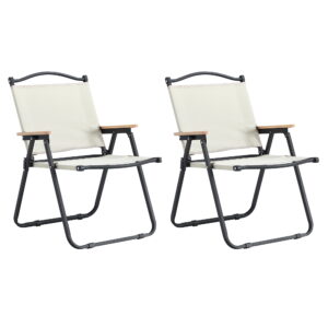 2 Pack Outdoor Folding Chair for Camping, Picnics, Beach, Backyard, BBQ, Party, Patio, Beige+2Pack