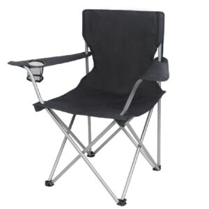 Ozark Trail Quad Folding Camp Chair with Cup Holder, Black