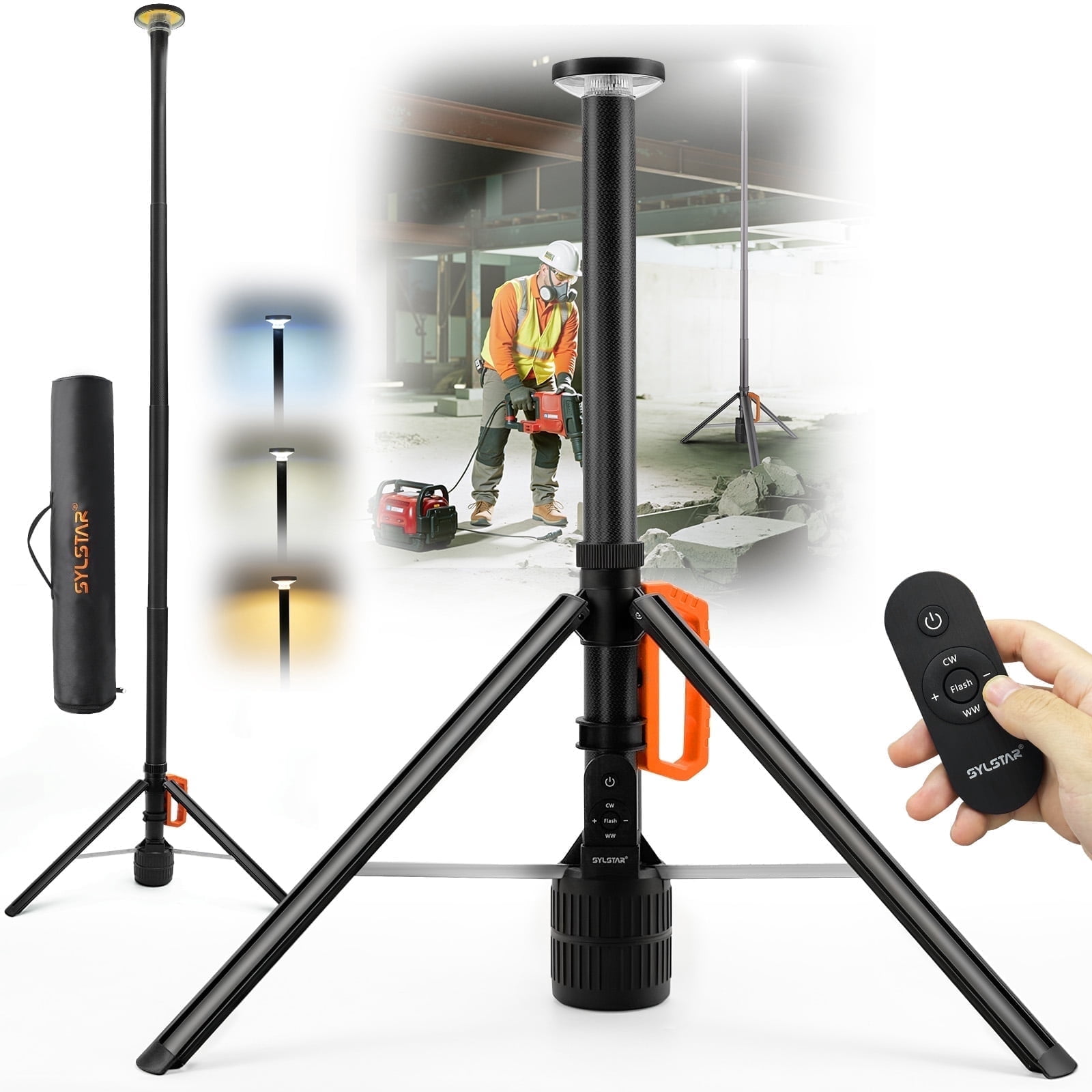SideKing 360° Rechargeable Camping Light with Remote &Tripod Stand (8.4Ft) 3000LM LED Work Light 6000mAh Battery Ultra Bright 3CCT Dimmable Portable Telescopic Camp Light for Outdoor, Jobsite