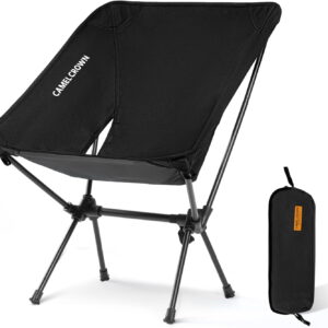 Portable Camping Chair Folding Compact Lawn Lightweight Backpacking Chair with Carry Bag for Outdoor Hiking Beach avel Picnic Festival Black