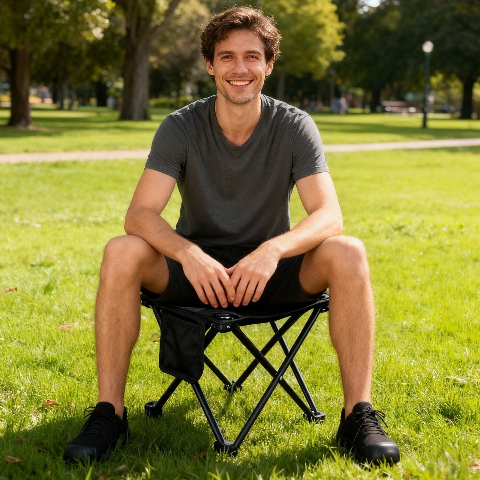 mfyjkho Portable Outdoor Folding Camping Chair with Stainless Steel Frame, Lightweight for Camping, Beach, Picnics and Backyard Relaxation