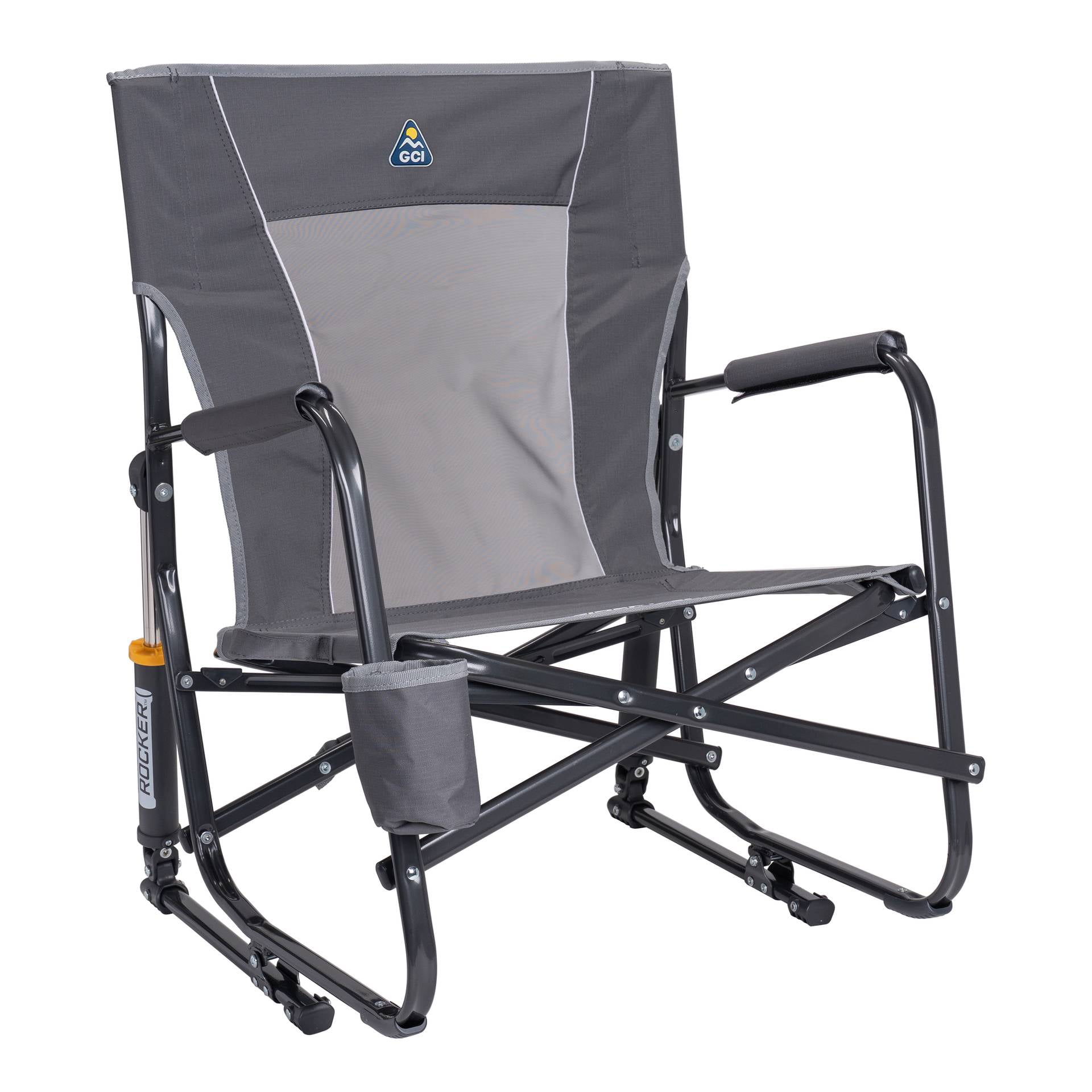 GCI Outdoor FirePit Rocker Low Profile Rocking Camping Chair, Pewter Gray